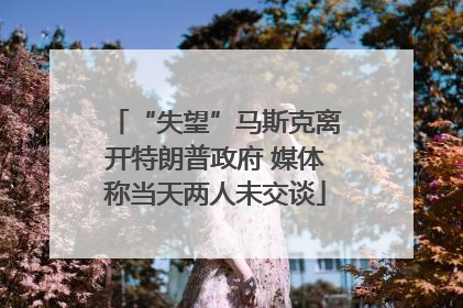 “失望”马斯克离开特朗普政府 媒体称当天两人未交谈
