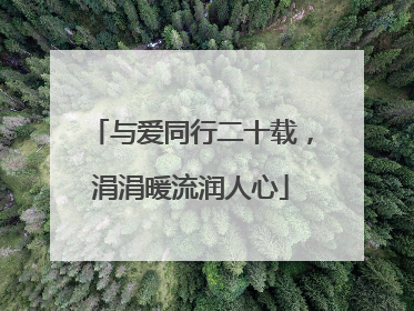 与爱同行二十载，涓涓暖流润人心