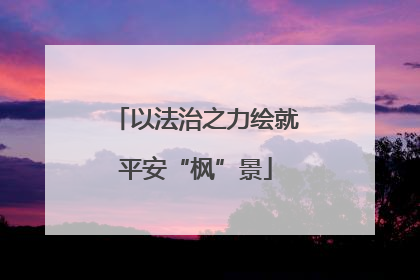 以法治之力绘就平安“枫”景