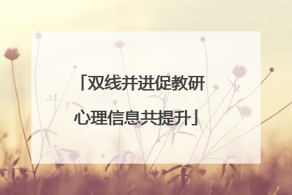 双线并进促教研 心理信息共提升