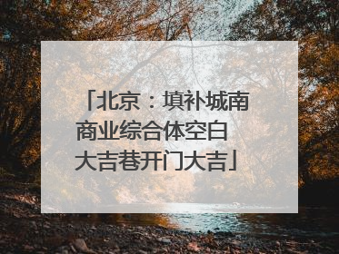 北京：填补城南商业综合体空白 大吉巷开门大吉