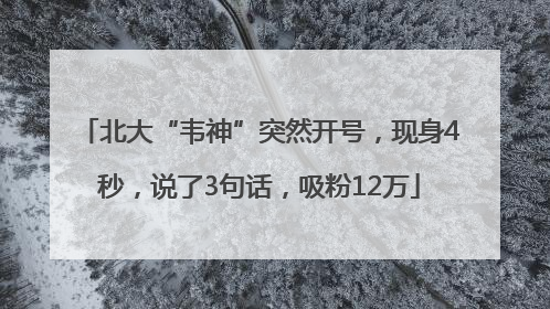 北大“韦神”突然开号，现身4秒，说了3句话，吸粉12万