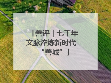 善评｜七千年文脉淬炼新时代“善城”