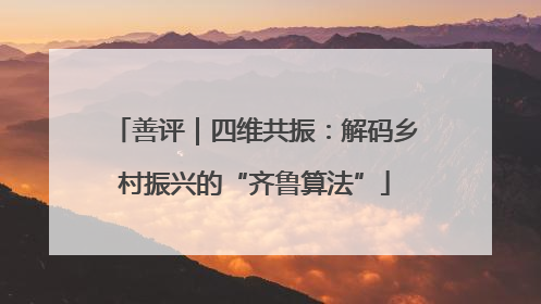 善评｜四维共振：解码乡村振兴的“齐鲁算法”