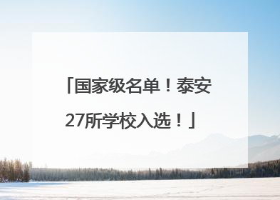 国家级名单！泰安27所学校入选！