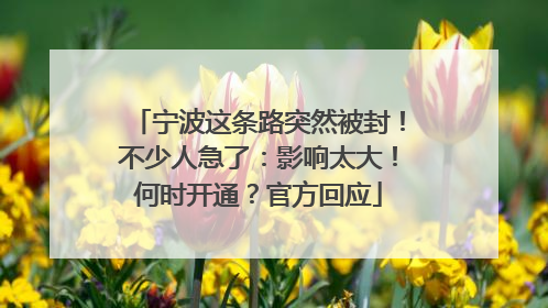 宁波这条路突然被封！不少人急了：影响太大！何时开通？官方回应
