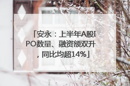 安永：上半年A股IPO数量、融资额双升，同比均超14%