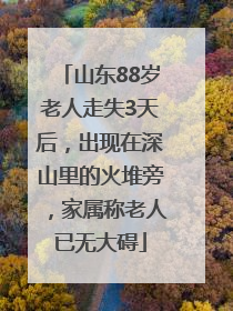 山东88岁老人走失3天后，出现在深山里的火堆旁，家属称老人已无大碍