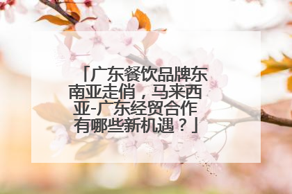 广东餐饮品牌东南亚走俏，马来西亚-广东经贸合作有哪些新机遇？