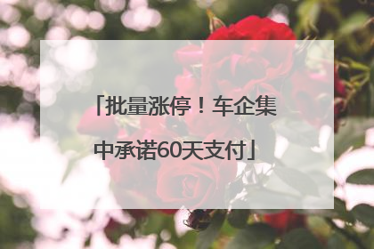 批量涨停！车企集中承诺60天支付
