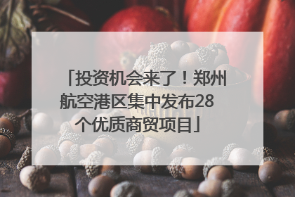 投资机会来了！郑州航空港区集中发布28个优质商贸项目