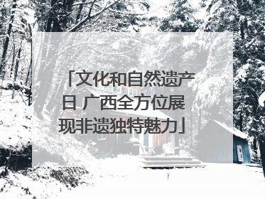 文化和自然遗产日 广西全方位展现非遗独特魅力