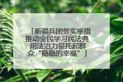 新疆兵团务实举措推动全民学习民法典 用法治力量托起群众“稳稳的幸福”