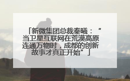 新微集团总裁秦曦：“当卫星互联网在荒漠高原连通万物时，成都的创新故事才真正开始”