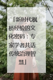 新时代枫桥经验的文化密码：专家学者共话传统治理智慧