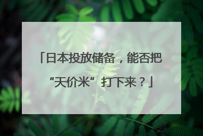 日本投放储备，能否把“天价米”打下来？