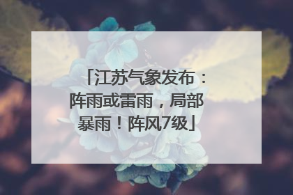江苏气象发布：阵雨或雷雨，局部暴雨！阵风7级