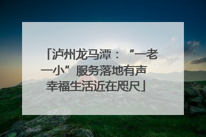 泸州龙马潭：“一老一小”服务落地有声 幸福生活近在咫尺