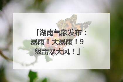 湖南气象发布：暴雨！大暴雨！9级雷暴大风！