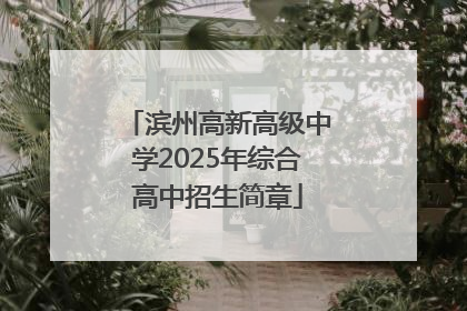 滨州高新高级中学2025年综合高中招生简章