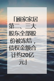 顾家家居第二、三大股东全部股份被冻结，债权金额合计约20亿元