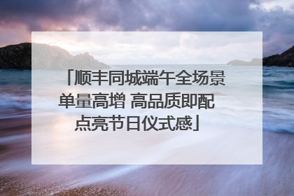 顺丰同城端午全场景单量高增 高品质即配点亮节日仪式感
