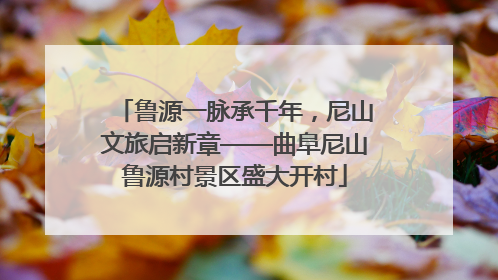 鲁源一脉承千年，尼山文旅启新章——曲阜尼山鲁源村景区盛大开村