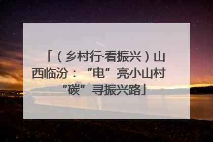 （乡村行·看振兴）山西临汾：“电”亮小山村 “碳”寻振兴路