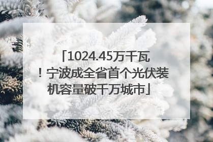 1024.45万千瓦！宁波成全省首个光伏装机容量破千万城市